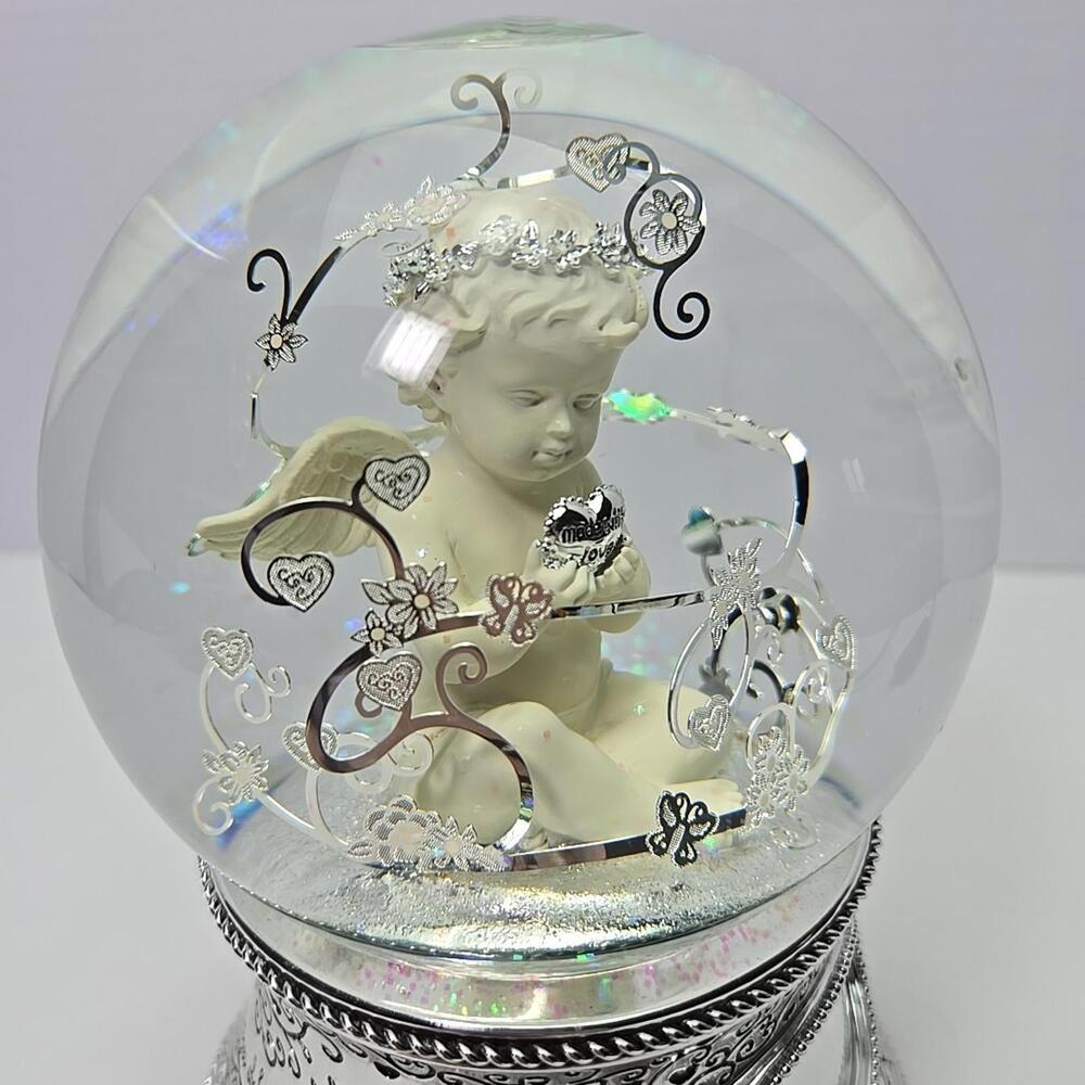 THINGS REMEMBERED Religious Made with Love Cherub Musical Snow Globe, Plavs Pach - Picture 10 of 14